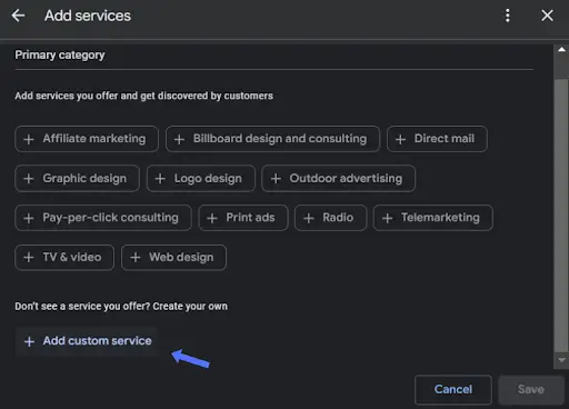 Add Services Manually in Google Business Profile
