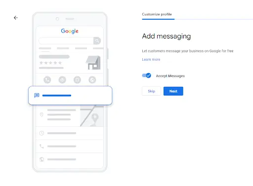 enable messaging in google business profile