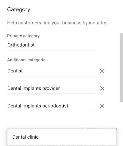 third Step to claim google business profile for dentist 